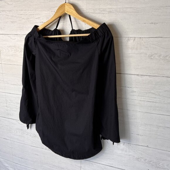 Free People Blouse Womens SZ S/P Black Show Me Some Shoulder Slit Sleeve Modern - Picture 5 of 14